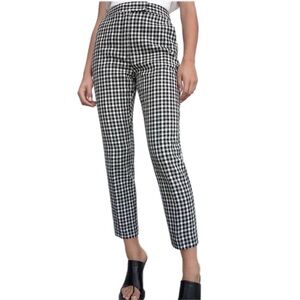 Zara High Waist Gingham Trousers Pants Plaid Size S